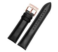 ANZOAT For Fossil BQ2363/2453 ME3099 3052 3054 FS5380/5453 FS4735 FS4812 Cowhide Strap Vintage Genuine leather Watchband 20 22mm(Black Rose gold,22mm)