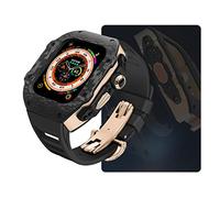ANZOAT Luxury Modification Kit，For Apple Watch Ultra 49mm，Carbon Fiber Case Fluorine Rubber Watch Band Kit，For iWatch 8 7 6 5 4 SE 45mm 44mm Upgrade Replacement(Style08,45mm)