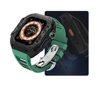 ANZOAT Luxury Modification Kit，For Apple Watch Ultra 49mm，Carbon Fiber Case Fluorine Rubber Watch Band Kit，For iWatch 8 7 6 5 4 SE 45mm 44mm Upgrade Replacement(Style01,45mm)