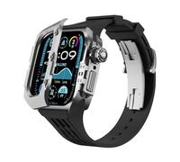 ANZOAT Luxury Titanium Alloy Watch Case Strap Mod Kit，For Apple Watch Ultra 2 49mm Case And Silicone Watch Band，For iWatch Series 9 8 7 6 5 4 SE 45mm Upgrade Replacement Strap(C,49MM)