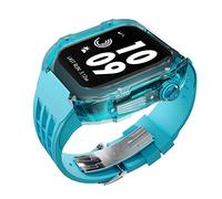 ANZOAT Luxury Transparent Watch Case，For Apple Watch 45MM 44MM Fluororubber WatchBand Correa 8 7 6 5 SE，For Iwatch Modification Accessories(Style15,For 45mm)