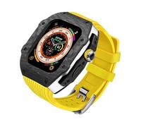 ANZOAT Luxury Watch Band Case Modification Kit，For Apple Watch 8 Ultra 49mm，Fluorine Rubber Watch Strap Carbon Fiber Case，For Iwatch 8 7 6 5 4 SE 45mm 44mm(AB,44mm)