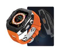 ANZOAT Luxury Watch Band Case Modification Kit，For Apple Watch 8 Ultra 49mm，Fluorine Rubber Watch Strap Carbon Fiber Case，For Iwatch 8 7 6 5 4 SE 45mm 44mm(BL,44mm)