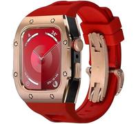 ANZOAT Rugged Stainless Steel Case Rubber Bands Mod Kit，For Apple Watch Series 44 45mm，Men Women Watch Replacement Accessories Metal Bezel Modification，For Iwatch 9 8 7 6/5/4/SE(K,45MM)