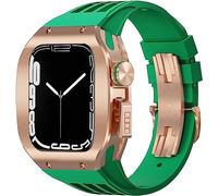 ANZOAT Titanium Alloy Frame Rubber Watch Band With Holes，for Apple Watch Series 8 7 6 5 4 SE 45mm 44mm Sport Strap with Stainless Steel Clasp Shockproof Bumper Case for Men Women Mod Kit(I,For 45mm)
