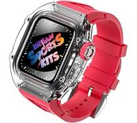 ANZOAT Transparent Glacier Case+Silicone Watch Strap Urban Sport Mod Kit，For Apple Watch Ultra 8 49mm 7 45mm 6 5 4 SE 44mm Series Watch Upgrade Rubber Watch Band(H,44MM)