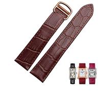 ANZOAT Watchband Genuine Leather Watch Strap 1617/18/20/22/23/24/25mm Bracelet For Men/Woman Replace Watchbands For Cartier Tank Solo(Brown rose gold,25mm)