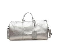 ANZOAT Women PU Fitness Bag Gym Handbag Men Leisure Sports Tote Shoulder Crossbody Large Capacity Swimming Yoga Travel Workout Duffel(Silver)