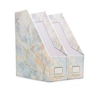 ANZON MORIES Magazine File Holder with Golden Marble Design 2 Pack, Premium Document Storage Box, Book Bin, Desk File Rack, Perfect for A4 Size Document, Office Folder, Newspaper Tray