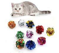 ANZONGYI 10 Pcs Mylar Crinkle Balls Colorful Crinkle Balls Cat Toys Rustle Sound Ball Cat Interactive Toys for Kittens and Grown-up Cats