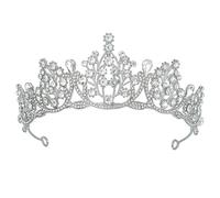 ANZONGYI One Pair Beautiful Crystal Wedding Crown Lightweight Shine Rhinestones Bridal Crown Elegant Tiara Headband Crystal Design Silver Tiara Crystal Crown for Women, back
