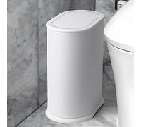 Anzoymx Stainless Steel Bathroom Trash Cans with Lids 1.6 Gallons Small Garbage Can with Pop up Lid Dog Proof Narrow Wastebasket Slim Bins Set for Bedroom, Living Room, Toilet, Office, Rv (White)