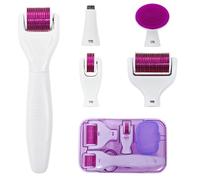 Derma Roller for Hair and Beard, 6 in 1 Microneedle Roller Kit with 5 Replaceable Heads, Microneedling Roller for Scalp and Body, 300 Needle and 720 Micro Needle roller, 1200 Needle
