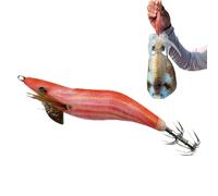 Anzuelos fluorescentes para calamares para pesca nocturna | Cebos fluorescentes para calamares, anzuelos para pesca en sepias con mangas | Cebos luminosos de superficie para agua salada, señuelos para