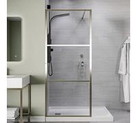 ANZZI Series 34 in. x 78 in. Fixed Frameless Shower Door in Brushed Nickel with Tsunami Guard Tempered Clear Glass