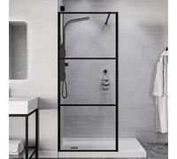 ANZZI Series 34 in. x 78 in. Fixed Frameless Shower Door in Matte Black with Tsunami Guard Tempered Clear Glass