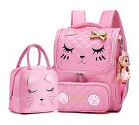 AO ALI VICTORY Girls Backpacks, Waterproof Cute Backpack for Kids Toddler Girl Preschool Bookbags Elementary School Bags, Pink Set, S