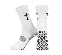 Ao Yee ZGL 1 Pair Grip Christian Soccer socks, Anti-Slip Cross Sock with biblical verses, Easter and Christmas gifts for men, 2 Timothy 1:7 - White, Large
