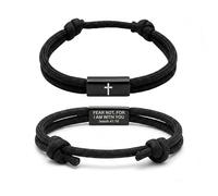 Ao Yee ZGL Men's Cross Bracelet, Bible Verse Vross Vracelet, Adjustable Braided Cord, Suitable as a Christian Easter, Christmas, or Birthday Gift for Men, Dad, and Pastors, L, no gemstone