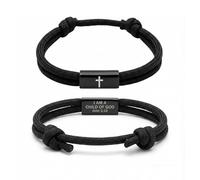 Ao Yee ZGL Men's Cross Bracelet, Bible Verse Vross Vracelet, Adjustable Braided Cord, Suitable as a Christian Easter, Christmas, or Birthday Gift for Men, Dad, and Pastors, L, no gemstone