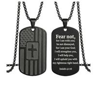 Ao Yee ZGL Men's cross necklace, Bible verse pendant, suitable as a gift for Christian men for Easter, Christmas,birthday, Stainless Steel, No Gemstone