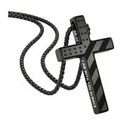 Ao Yee ZGL Men's cross necklace, necklace with bible verse, Priest Christian gifts for Easter, birthday, Christmas, Stainless Steel, No Gemstone
