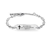 AOAMID Bible Verse Bracelet-Stainless Steel Scripture Quotes Inspirational Bracelet Faith Christian Bracelet for Women, Christmas gift for women, Metal, no gemstone