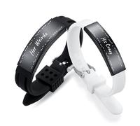 AOAMID Couple Bracelet Set-Matching Bracelets for Couples with Morse Code I Love You Love Quote Relationship Bracelets for Him and Her-Valentine's Day gift, Adjustable, Silicone, no gemstone