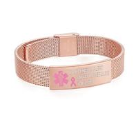 AOAMID Lymphedema Alert bracelet Adjustable Stainless Steel mesh no bp no needles bracelet for women Emergency breast cancer medical bracelets, One Size, Metal, no gemstone
