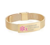 AOAMID Lymphedema Alert bracelet Adjustable Stainless Steel mesh no bp no needles bracelet for women Emergency breast cancer medical bracelets, One Size, Metal, no gemstone