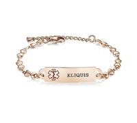 AOAMID Medical Alert Bracelets for Women Adjustable Personalized Free Engrave Medical ID Bracelets 6.5-8 Inch, 8.5", Metal, no gemstone