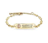 AOAMID Medical Alert Bracelets for Women Adjustable Personalized Free Engrave Medical ID Bracelets 6.5-8 Inch, 8.5", Metal, no gemstone