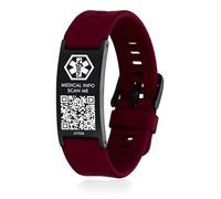 AOAMID Medical ID Bracelet with QR Code for Women Men, Adjustable Medical Alert Bracelet with Cloud Health Profile & ICE Contacts, No Subscription Fee, M-L, Stainless Steel Silicone Nylon, no gemstone