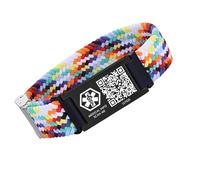 AOAMID Medical ID Bracelet with QR Code for Women Men, Silicone Adjustable QR Code Medical Alert Bracelets,Dynamic Web Information, M-L, Stainless Steel Silicone Nylon, no gemstone