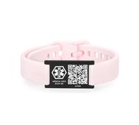 AOAMID Medical ID Bracelet with QR Code for Women Men, Silicone Adjustable QR Code Medical Alert Bracelets,Dynamic Web Information, S-M, Stainless Steel Silicone Nylon, no gemstone