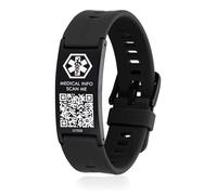 AOAMID Medical ID Bracelet with QR Code for Women Men, Silicone Adjustable QR Code Medical Alert Bracelets,Dynamic Web Information, M-L, Stainless Steel Silicone Nylon, no gemstone