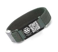 AOAMID Medical ID Bracelet with QR Code for Women Men, Silicone Adjustable QR Code Medical Alert Bracelets,Dynamic Web Information, M-L, Stainless Steel Silicone Nylon, no gemstone