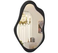 AOAOPQ Asymmetrical Wall-Mounted Mirror Creative Unique Decorative Mirrors Funky Wavy Mirrors Irregular Border 50x70 cm Black for Bathroom Living Room Decoration