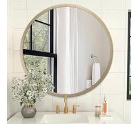 AOAOPQ Bathroom Wall Mirror Brushed Rounded Corner Large Metal Frame Mirrors for Vanity Home Bedroom Living Room Entrance Porch 50 x 50 cm Bronze