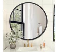 AOAOPQ Black Round Mirror for Wall Small for Bathroom Entryway Living Room Hallway Metal Framed Tempered Glass for Bedroom Entry Dining
