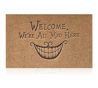 AOAOPQ Funny Door Mats Outdoor Welcome Mats for Front Door We're All Mad Here Door Mat Indoor Non-slip Super Absorb Mud Easy to Clean Large Doormat Brown