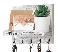 AOAOPQ Key Holder for Wall Decorative with Key Hooks Wall Mounted for Hanging Rustic Wood Key This is us Organizer for Entryway Living Room Bedroom Kitchen Hallway Key Hanger Antique White