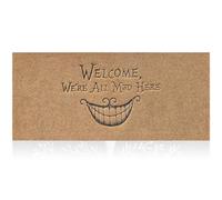 AOAOPQ Large 45x120 cm Door Mat Front Door Mat Indoor Outdoor for Entry Welcome We're All Mad Here Funny Doormat for Home Entrance Mats with Rubber Backing Brown