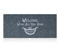 AOAOPQ Large Door Mat Outdoor Indoor Funny Welcome We're All Mad Here Doormats Front Doormat Non Slip Rugs for Entryway, Patio, High Traffic Areas 45x120 cm Grey