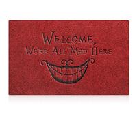 AOAOPQ Outdoor Mat Welcome Mat Front Door for Home Entrance Indoor We RE All Mad Here Outside Mats for Non Slip,Waterproof, Easy Clean, Rug Mats for Entry, Patio Dark Red