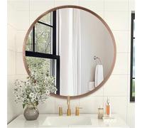 AOAOPQ Round Bathroom Mirror with Aluminum Alloy Frame - Modern Circle Wall Mirror for Bathroom, Hallway, Living Room - Purple Frame