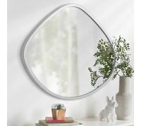 AOAOPQ Small Asymmetrical Mirror Irregular Wall Mirror Wood Framed Wall Mirrors Decorative Mirrors for Bedroom Living Room Entryway Sliver