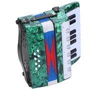 Aoaoy 17 Key 8 Bass Piano Accordion Concertina Wiht Celluloid Decor, Easy to Learn for Beginners, Adjustable Strap, Develop Children's Musical Talent, Red, Blue, Green, Navy Blue (Green)