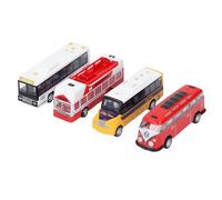 Aoaoy 4 Pieces of Bus Toys for Children, Toy Buses Set, Retractable Vehicles, Doors to Be Opened, Simulation Bus Model Cars, for Children, Pedagogical (Yellow)
