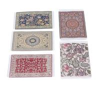 Aoaoy 5PCS Dollhouse Rug Miniature Furniture Decor 1/12 Dollhouse Carpet Floral Print Exquisite Easy to Clean Soft Miniature Floor Blanket Dollhouse Decor